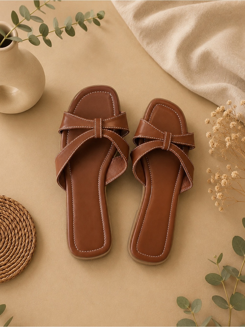 Women’s Brown Slide Sandals - Classic Slip-On Comfort